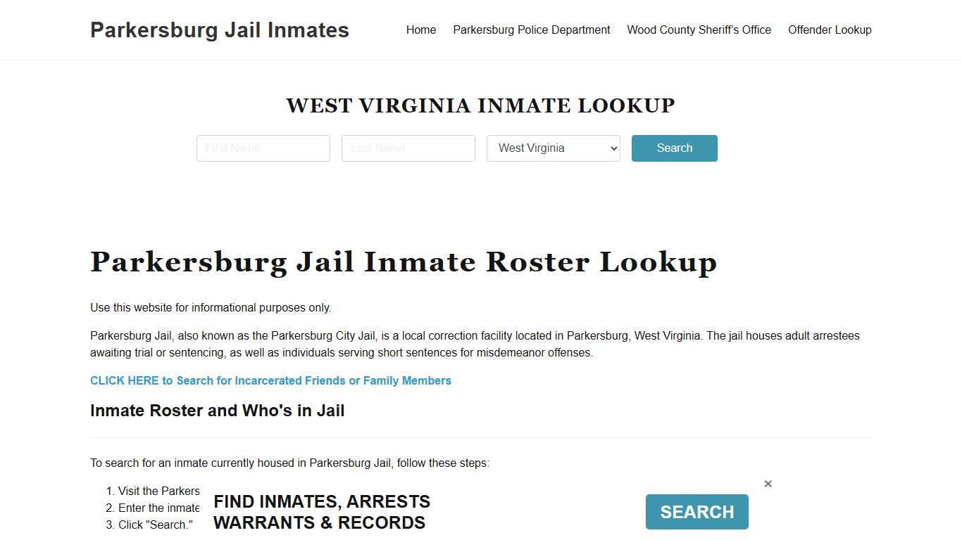 Parkersburg Jail Inmate Roster, Wood County, WV, Offender Search